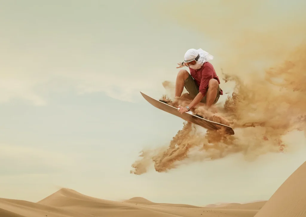 Sandboarding in Merzouga Desert
